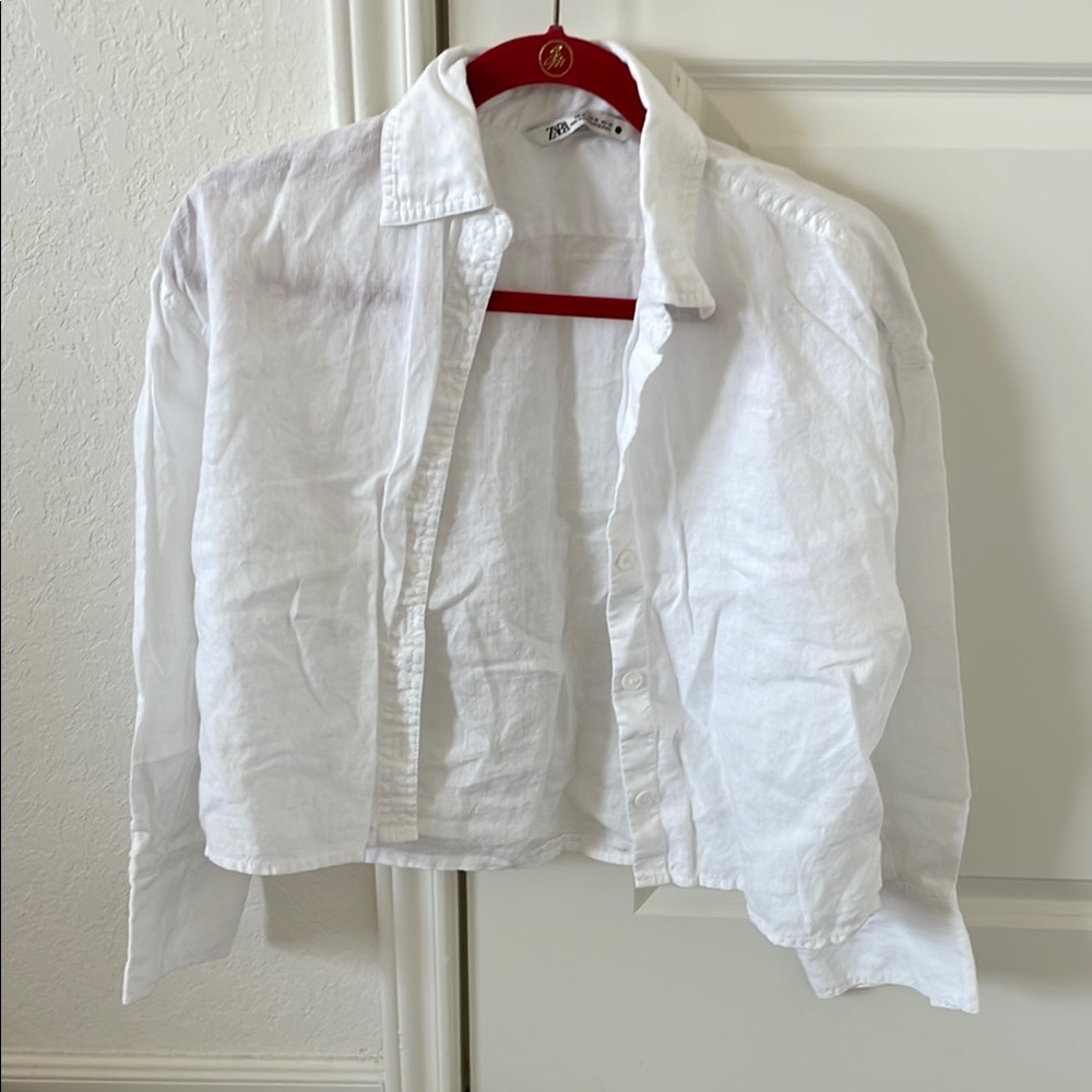 Zara's White Linen Button Down Shirt